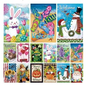 Festive Garden Flag Set - Double-Sided Holiday Decor